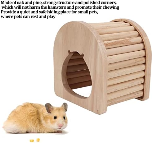 Zerodis Hamster Ahşap Kemer Ev, Kubbe Çatı Ahşap Hamster Kemer Kulübe Yatak Odası Uyku Yuva için Fareler Kürkü Kobay