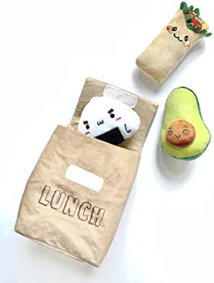 Pawpply-Öğle Yemeği Gıda Oyuncak 5 Paket Seti / Öğle Yemeği Çantası, Pirinç, Avokado, Süt, Börek Oyuncaklar / Köpekler ve Yavrular