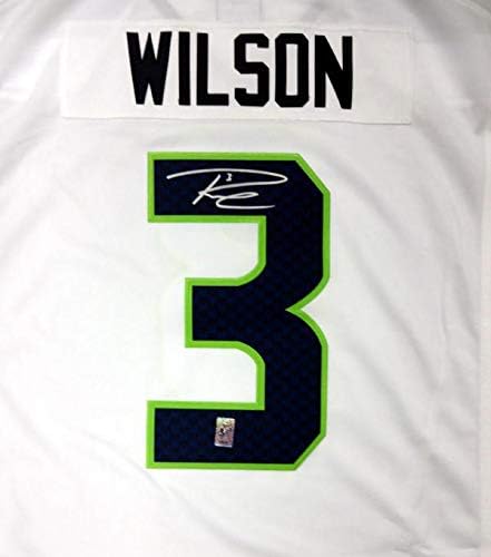 Seattle Seahawks Russell Wilson İmzalı Beyaz Nike Dimi Forma Beden XXL RW Holo Stok 71435-İmzalı NFL Formaları