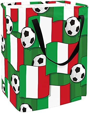 İtalya Bayrakları Futbol Topları Çamaşır Sepeti Katlanabilir Depolama bin için Kolları ile Sepet, Çocuk Odası, Oyuncak Depolama