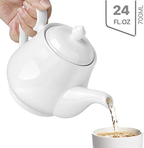 Flexzion Porselen Çaydanlık, Çıkarılabilir Kapaklı Seramik Çaydanlık, 2-3 Çay Bardağı için İçecek Servis Seti, Kahve Kupaları,