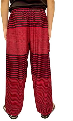 LOFBAZ erkekler Boho pantolon erkek pijama Harem giyim için cepler Yoga giysileri ile