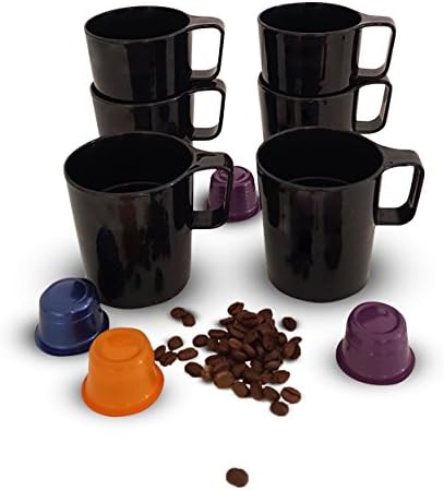 Coza Design-Kahve, çay, süt veya sıcak çikolata için Çevre Dostu Plastik İstiflenebilir Kupa Seti-8.5 oz (Siyah)