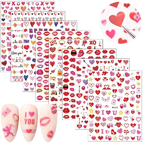 Sevgililer Nail Art Etiketler 3D Kalp Tırnak Çıkartmaları sevgililer Günü Nail Art Sticker Çıkartma Kendinden Yapışkanlı Seksi
