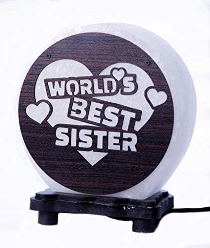Dünyanın En İyi Kız Kardeşi Himalaya Beyaz Tuz Lambası Himalaya Pembe Tuz Lambası-8.75 x 6 x 4 İnç-Hava Temizleyici Kristal Lamba-Yan