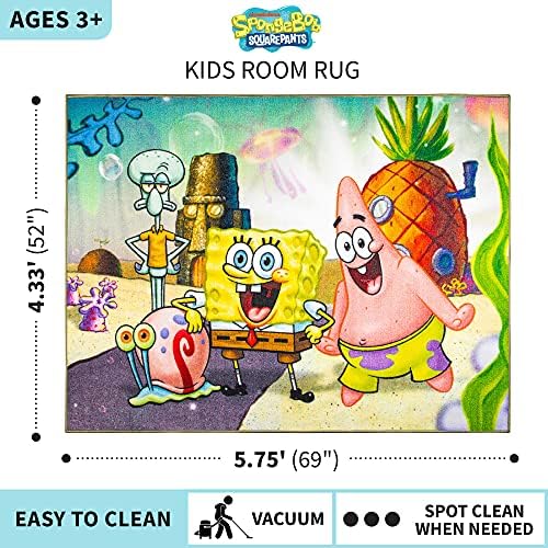 Franco Çocuk Odası Kaymaz Alan Kilim, 69 x 52 inç, Spongebob Squarepants