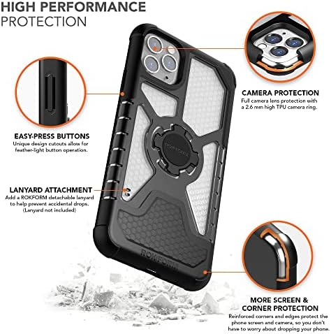 Rokform-iPhone 11 Pro Max Kristal Kılıf + Manyetik Spor Halka Standı & Kavrama + 2-Pack Ekran Koruyucu Kiti