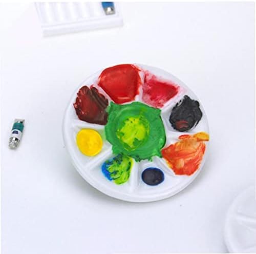TOSSPER Tiny Porselen Palet Yemekleri Seramik Yuvarlak Şekil Mikro Karıştırma Paletleri Dollhouse Aksesuar için, Beyaz, 46mm