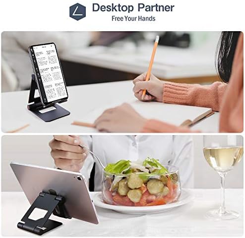 ProCase Katlanabilir Cep telefonu Standı Tablet Standı, Masaüstü Evrensel Taşınabilir Dönebilen Metal Standı Tutucu iPhone, iPad,