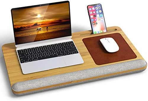 Dizüstü Bilgisayar Masası, Dizüstü Bilgisayar için Bambu Tur Masası, Havalandırma Delikli Dizüstü Bilgisayar Pedi, Dahili Mouse
