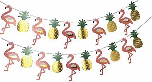 Hawaii Flamingo parti Afiş dekorasyon İçin yaz Plaj Luau parti Afiş Çelenk, 2 Set