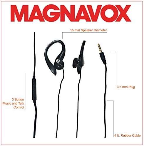 Magnavox MHP4854-BK Mikrofonlu Kulaklık Siyah / Siyah Beyaz Olarak Mevcuttur | Mikrofonlu Kulaklık Kulak Kancası / Ekstra Değerli