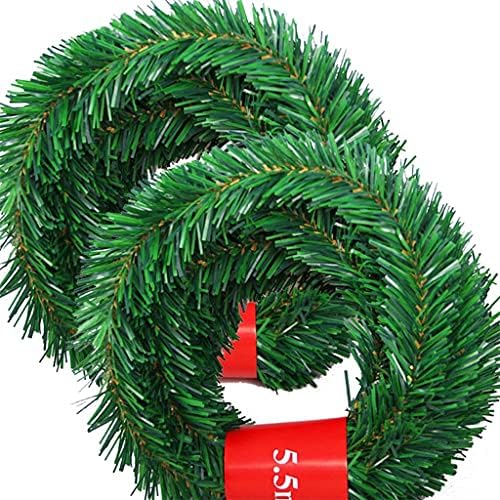 NDBSS 2 Adet 5.5 m Çam Noel Çelenk Dekoratif Yeşil Noel Çelenk Yapay Noel Ağacı Rattan Afiş Dekorasyon (Renk: Yeşil, Boyutu:
