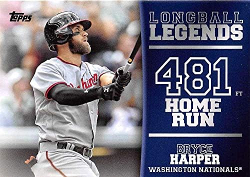 2018 Topps Longball Efsaneleri LL-27 Bryce Harper Washington Nationals Resmi MLB Beyzbol Ticaret Kartı Ham (NM veya Daha İyi)