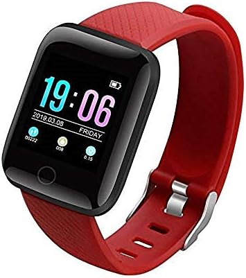 erkekler için hhscute Akıllı Saatler, iOS Telefonlar için Kol Saati Attemper Tourbillon Push Mesaj Güç Rezervi (Kırmızı)