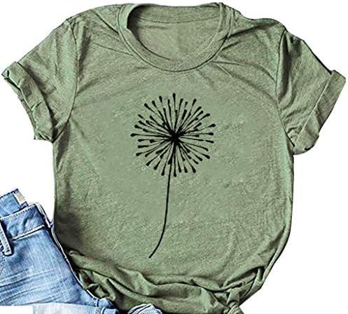 Portazai Ayçiçeği Gömlek Kadın Artı Boyutu Rahat Üstleri Bluzlar Yaz Kısa Kollu Gevşek T Shirt Grafik Tees