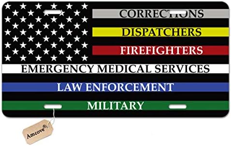 Amcove Amerika Birleşik Devletleri Bayrağı Plaka ile Renkli Çizgiler Temsil Düzeltmeler, Memurları, Firefigters, Acil Sağlık