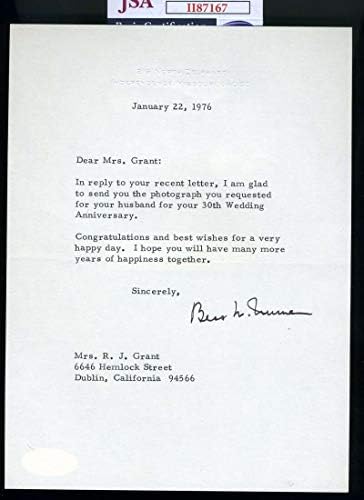 Bess Truman JSA Coa El İmzalı 1976 Mektup İmza