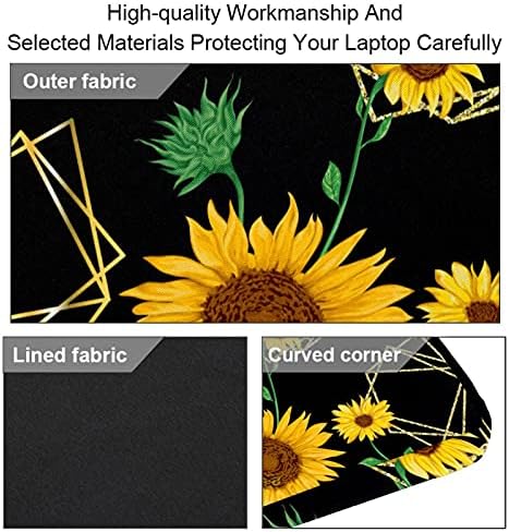 Laptop çantası 15 İnç İş Bilgisayar Çantaları Kol Omuz çantası Sarı Ayçiçeği Geometrik Siyah