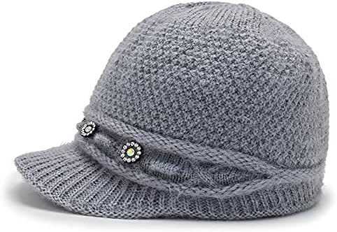 Avilego Kış Şapka Sıcak Örme Şapka ile Ağız Yün Kalın Bere Kap Kadınlar için