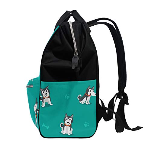Husky Köpek ve Kemik Bezi Çanta Nappy Sırt Çantaları Mumya Sırt Çantası Seyahat Laptop Sırt Çantası
