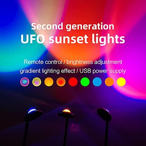 FlyonSea Günbatımı Lamba Projektör Gökkuşağı Projeksiyon Lambası, romantik Görsel Uzaktan Kumanda ile led ışık&16 Renk Değiştirme,ağ