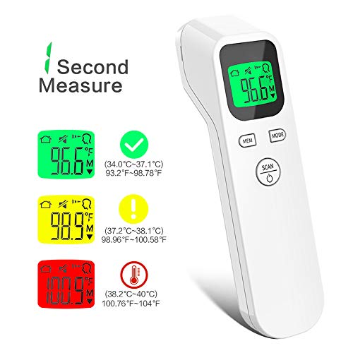ULBRE Alın termometresi Yetişkinler ve Çocuklar için, Hiçbir Dokunmatik Dijital Kızılötesi Termometre sıcaklık Tabancası, doğru