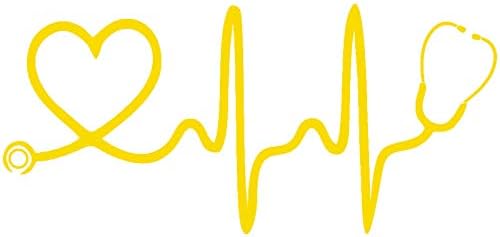 Shineweb Stetoskop Aşk Kalp süslü çıkartmalar Su Geçirmez Otomobil Araç Vücut Pencere Yansıtıcı Çıkartmaları Sticker Dekor-Sarı