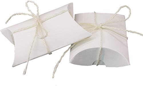 Beyaz Kraft Kağıt Yastık Şeker Kutuları Çikolata Hediye Tedavi Kutusu ile Jüt Sicim için Düğün Bebek Duş Doğum Günü Partisi Favor