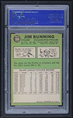 1967 Topps 560 Jim Bunning Philadelphia Phillies (Beyzbol Kartı) PSA PSA 7.00 Phillies