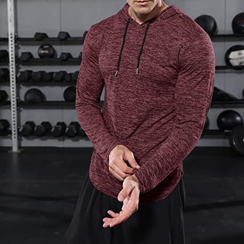 Erkek Casual atletik T-Shirt uzun kollu spor salonu egzersiz Fitness Tees Hoodie gömlek Tops