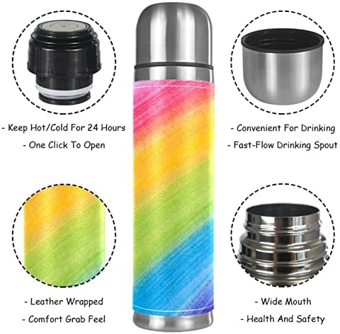 Lılıbeely 17 oz Vakum Yalıtımlı Paslanmaz Çelik Su Şişesi Spor Kahve Seyahat Kupa Flask Hakiki Deri Sarılmış BPA Ücretsiz, boyama