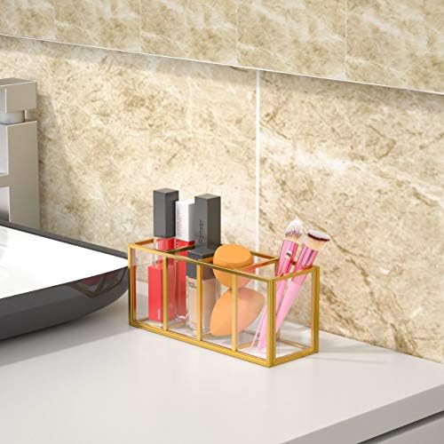 FEMELİ Altın makyaj fırçası Tutucu Organizatör için Vanity, Akrilik Kozmetik Fırçalar Depolama için Banyo Tezgah tuvalet masası,