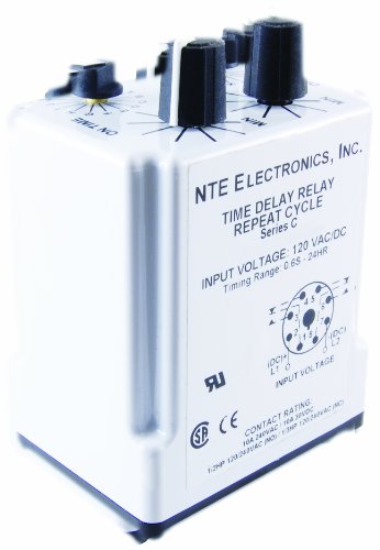 NTE Electronics R30-11A10-120M Serisi R30 Ayarlanabilir Aralıklı Zaman Geciktirme Rölesi, AC Kumandalı, DPDT, 3.0 ila 300 Saniye