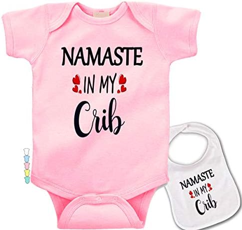 Beşiğimde Namaste-Sevimli ve Komik Bebek Yogi, Yoga Temalı Bodysuit Onesie & bib
