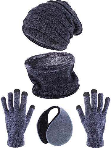 Tatuo 4 Adet Kayak Sıcak Set İçerir Kış şapka eşarp ısıtıcı eldiven Kış Açık Earmuffs Yetişkinler Çocuklar için (Set
