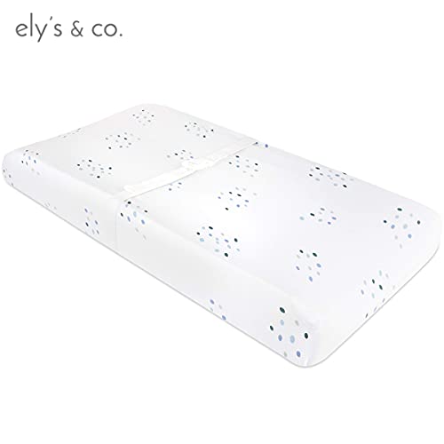Ely's & Co. Değişen Ped Kapakları / Beşik Levha 1-Pack Penye Jersey Pamuk Erkek Bebek için- (Mavi Yağmur Damlaları)