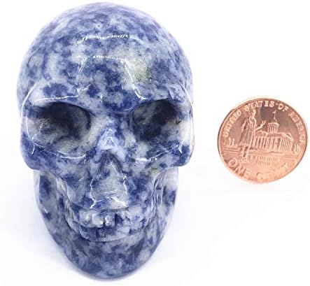 Anlıngem 1 adet 2 Kristal Kafatası Kuvars Kafatası Taş Oyma Kafatası Taş Cep Heykeli Şifa Enerji Reiki Taş Tahsil Heykelcik (Mavi