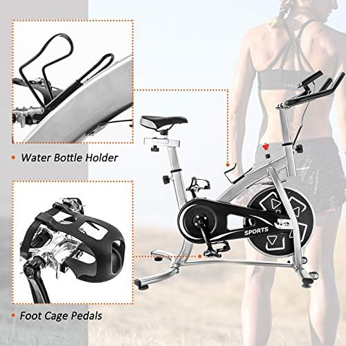 AİZYR Kapalı Bisiklet Bisiklet Eğitmeni-Ayak Kafesi Pedalları, Su Şişesi Tutucusu, Dijital LCD Monitörlü Egzersiz Bisikleti Kapalı