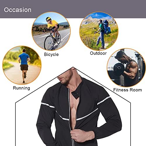 LAZAWG Sauna Takım Elbise Erkekler için-Ter Ceket Kilo Kaybı için Uzun Kollu Fermuar Egzersiz Gömlek Zayıflama Tops Spor Vücut