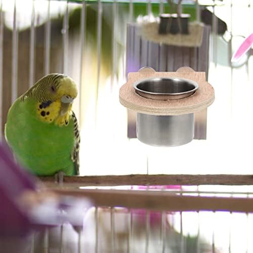 Papağan Besleyici Kuş Besleme Bardak: 2 pcs Paslanmaz Çelik papağan kafesi Asılı su kasesi ile Kelepçe için Küçük Hayvan Parakeet