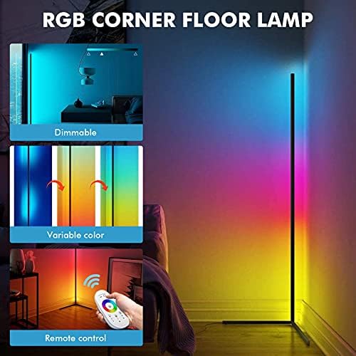 Köşe zemin lambası, RGB Modern zemin lambası kısılabilir LED ayakta led ışık için uzaktan kumanda ile oturma odası, yatak odası