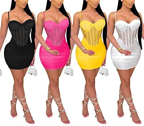 ECHOİNE kadın seksi derin v yaka pullu kolsuz elbise parti kulübü Bodycon Mini elbiseler