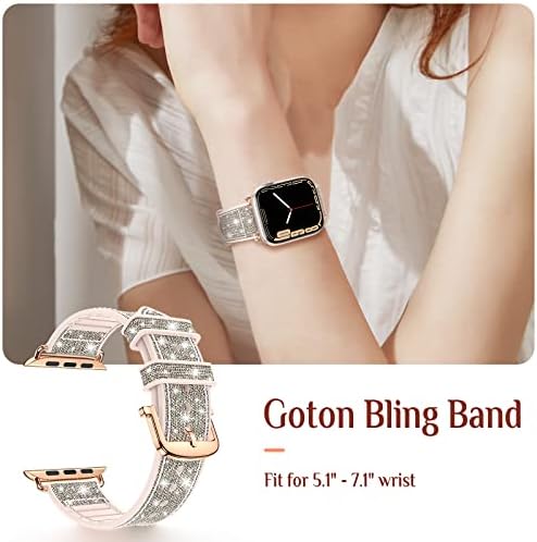 Goton Bling Band apple saat kordonları için 41mm 40mm 38mm Serisi 7 6 5 4 3 2 1 SE, kadın Glitter Silikon Kayış Aksesuarları