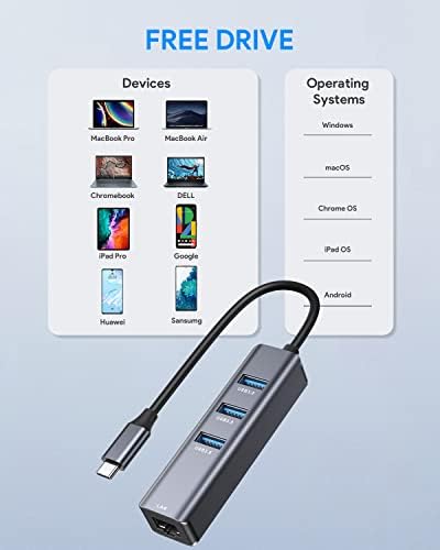 USB C'den Ethernet Adaptörüne,Vilcome Rj45'ten USB C'ye Thunderbolt 3 / Tip-C Gigabit Ethernet LAN Ağ Adaptörü, MacBook Pro 2021/2020/2019/2018/2017,
