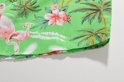 SSLR Büyük Erkek Hawaii Gömlek Flamingolar Düğme Aşağı Gömlek Kısa Kollu Luau Gömlek Çocuklar için