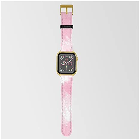 Apple Watch 42mm/44mm ile Uyumlu Smartwatch Bandında Gül Altın ile Pastel Pembe Kravat Boyası