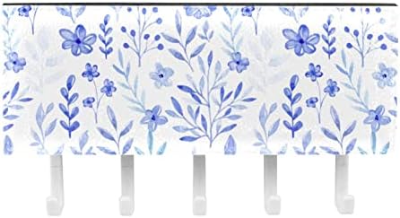 Yapışkan kanca duvar dekor kanca ofis mutfak banyo depolama kanca ile mavi suluboya çiçek için