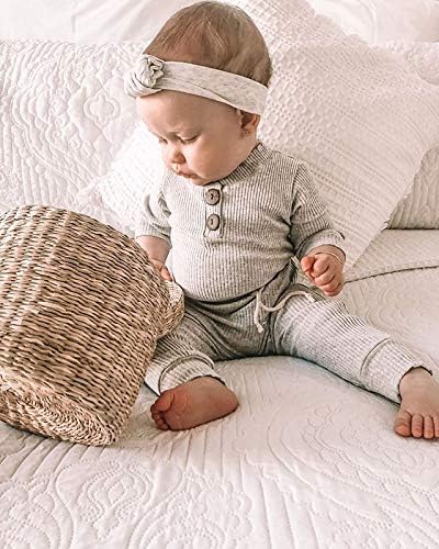 Bebek Erkek Bebek Kız Giysileri Örgü Düğme Romper Bodysuit Üst Pantolon Seti 2 Adet Bebek Bahar Güz Kış Giysileri