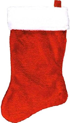 Beyaz Kürk Süslemeli 18 Kırmızı Peluş Noel Çorabı ~ Kırmızı / Beyaz